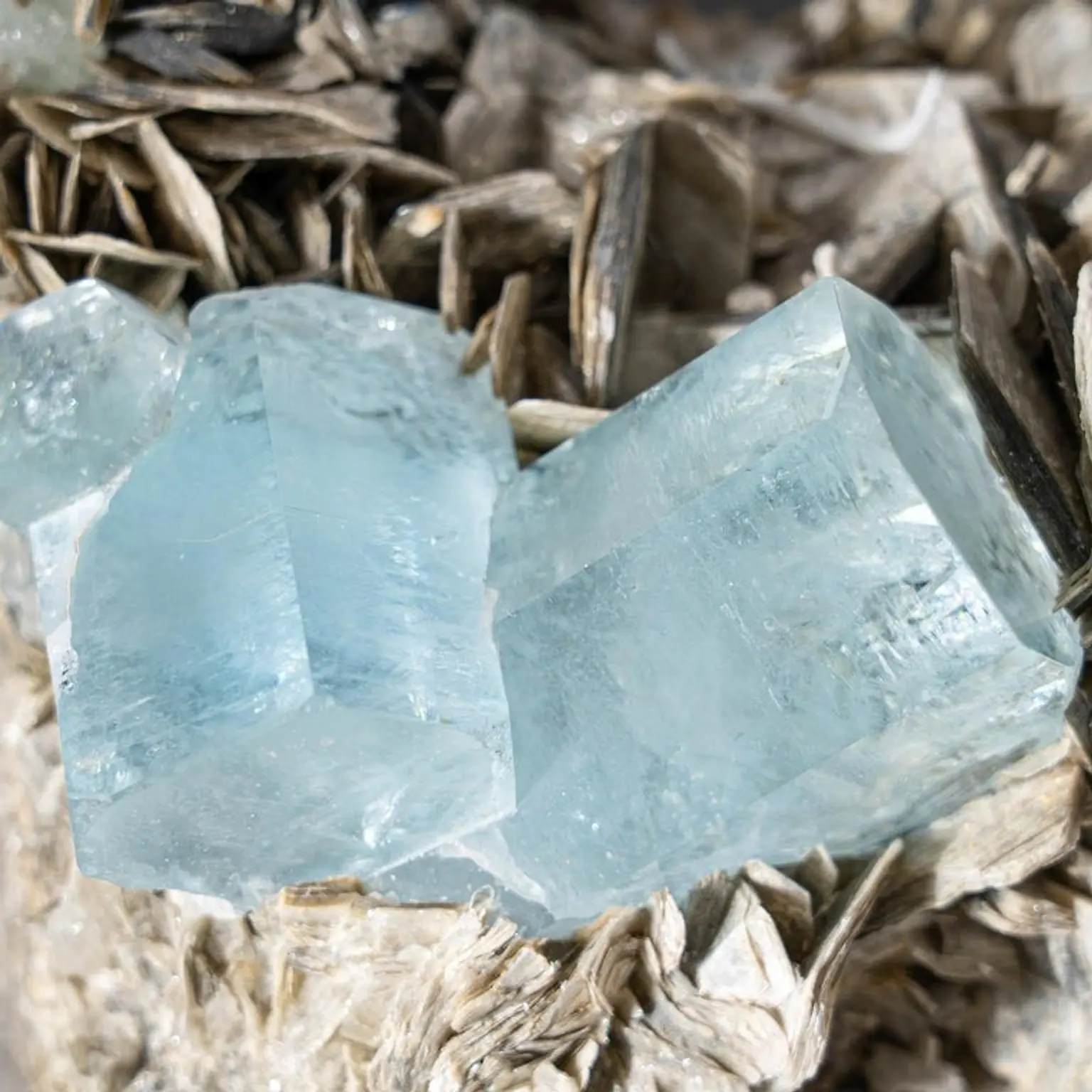 Raw aquamarine crystal cluster on matrix rock from Chumar Bakhoor, Nagar, Gilgit-Baltistan
